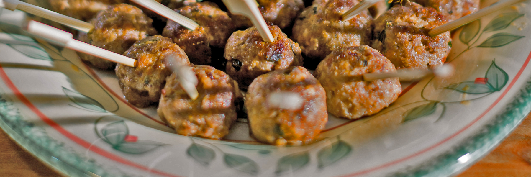 Wood roasted Italian meatballs for a catering event